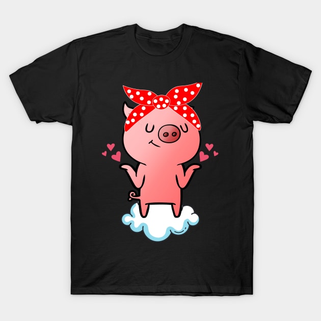 Cute Pig With Red Bandana T-Shirt by JB.Collection